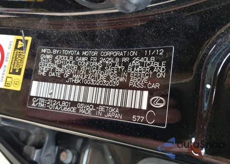 2013 Lexus Es 350 z USA, uszkodzony, nr VIN JTHBK1GG3D2032039